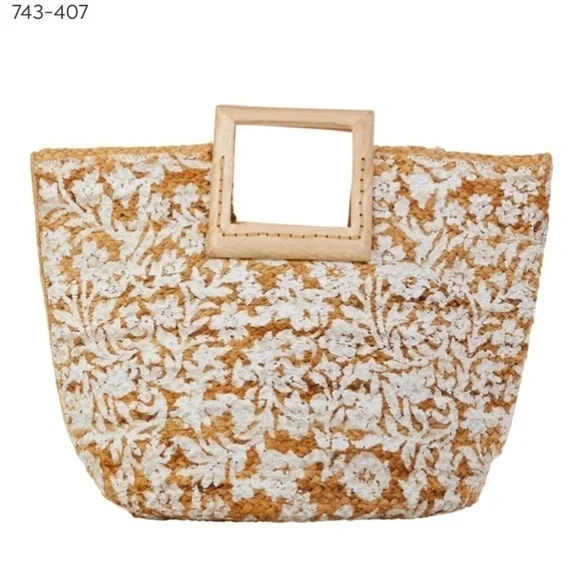 Antik Kraft Floral Jute Tote-NWT - Picture 6 of 7